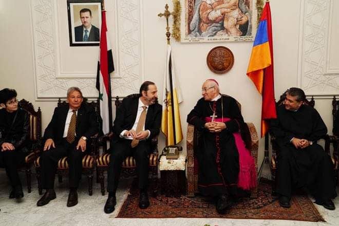 دام برس : دام برس | بتكليف من الرئيس الأسد.. الوزير عزام يزور رؤساء الطوائف المسيحية مهنئاً بعيد الفصح المجيد