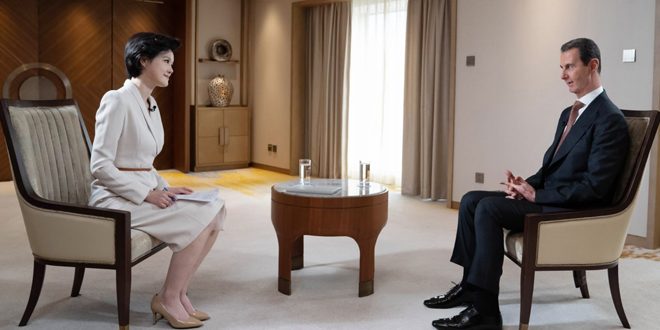 دام برس : دام برس | الرئيس الأسد في مقابلة مع تلفزيون الصين: الشعب السوري قادر على إعادة بناء بلده عندما تتوقف الحرب وعندما ينتهي الحصار