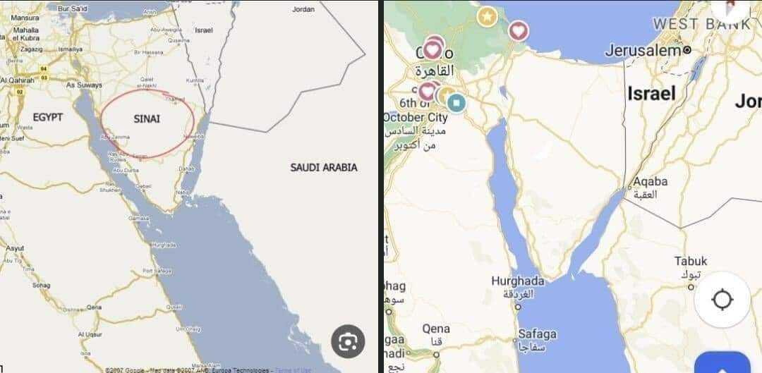 دام برس : دام برس | غوغل يحذف سيناء من الخرائط وغضب كبير في مصر