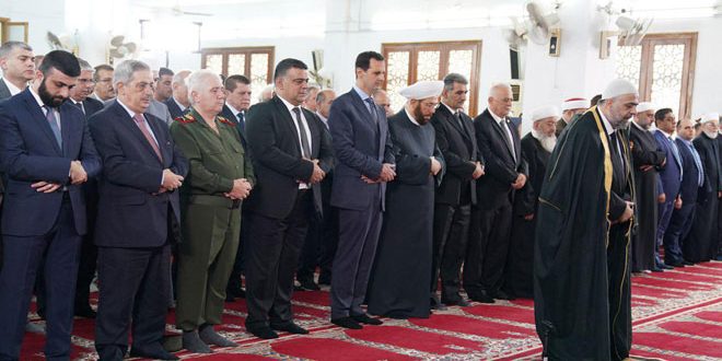 دام برس : دام برس | الرئيس الأسد يؤدي صلاة عيد الفطر السعيد في جامع السيدة خديجة بطرطوس