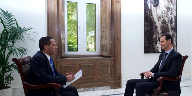دام برس : دام برس | الرئيس الأسد: إيقاف دعم الإرهابيين من الخارج.. والمصالحة بين كل السوريين هو الطريق لإعادة الأمان إلى سورية