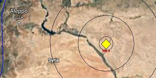 دام برس : هزة أرضية متوسطة بقوة 4.4 درجات على بعد 45 كم شمال شرق مدينة دير الزور