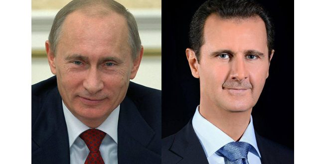 دام برس : الرئيسان الأسد وبوتين يتبادلان برقيتي تهنئة بمناسبة العام الجديد