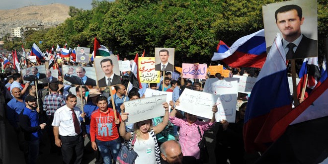 دام برس : دام برس | آلاف السوريين يعلنون تقديرهم لوقوف روسيا إلى جانب سورية بحربها ضد الإرهاب