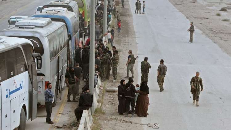دام برس : دام برس | الدفعة الثانية من مسلحي حرستا وعائلاتهم تغادر الغوطة الشرقية إلى إدلب