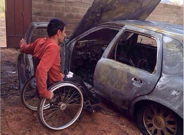 دام برس : دام برس | حرق سيارة أحد ذوي الاحتياجات الخاصة من قبل مجهول