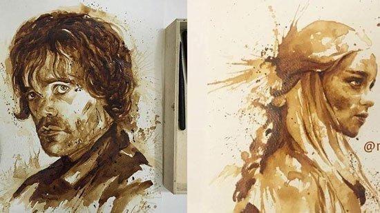 دام برس : دام برس | فنانة إنجليزيَّة ترسم صوراً فنيَّة رائعة بالقهوة