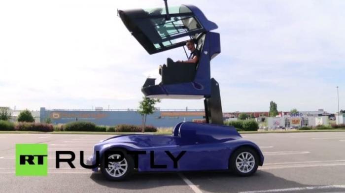 دام برس : دام برس | بالفيديو .. سيارة فرنسية طريفة بمقعد متحرك يرتفع إلى 3.5 متر