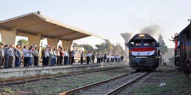 دام برس : دام برس | بعد انطلاق عمليات النقل بالخطوط الحديدية..وصول قطار الرحلة الثانية إلى حمص