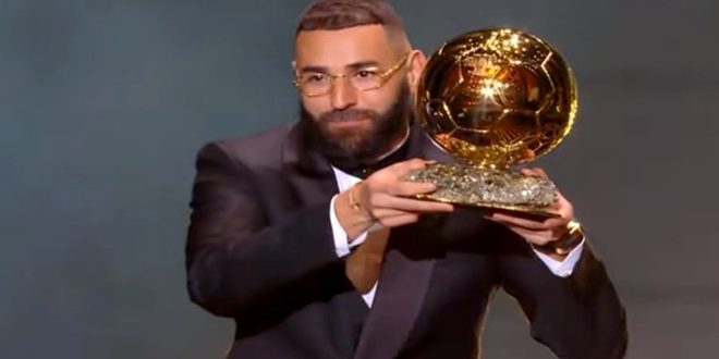 دام برس : تتويج النجم الفرنسي ومهاجم فريق ريال مدريد الاسباني بجائزة الكرة الذهبية لأفضل لاعب في العالم لعام 2022