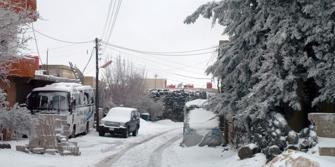 دام برس : دام برس | هطلات مطرية أغزرها في حمص.. وثلوج على المرتفعات التي تزيد على 1400 متر ..وإعادة فتح الموانئ