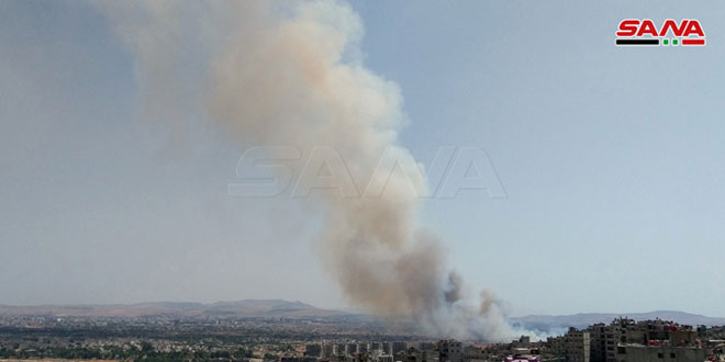 دام برس : دام برس | إخماد حريق واسع في مدخل داريا دون أضرار أو إصابات