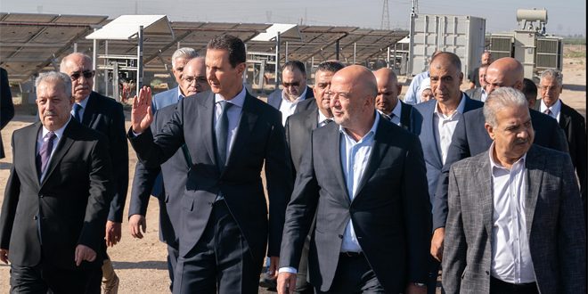 دام برس : الرئيس الأسد يطلق المرحلة الأولى من تشغيل مشروع الطاقة الكهروضوئية في مدينة عدرا الصناعية