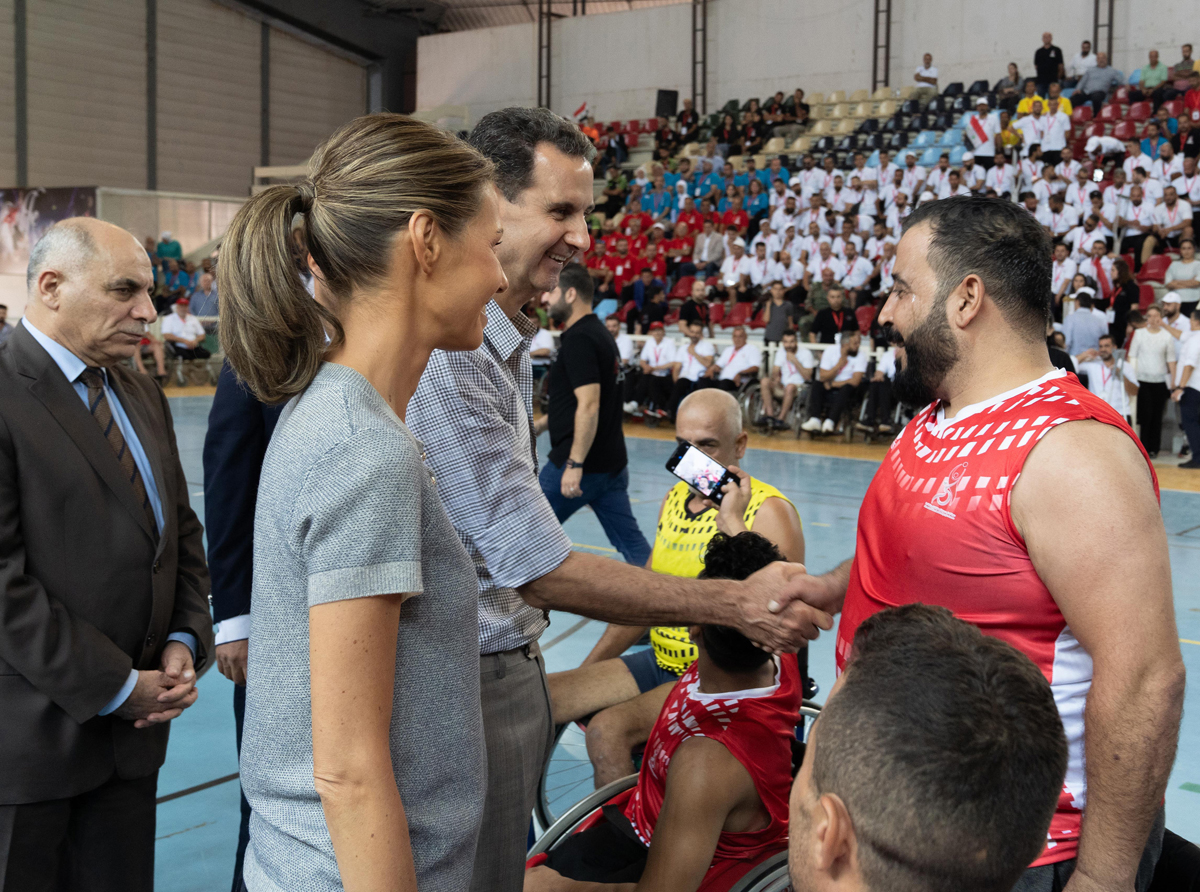 دام برس : دام برس | الرئيس الأسد والسيدة أسماء الأسد يحضران مباراة بكرة السلة لدورة ألعاب جريح الوطن البارالمبية