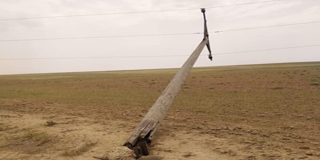 دام برس : انهيار 12 برجاً للتوتر الكهربائي على الخط المغذي لريف الحسكة جراء العاصفة