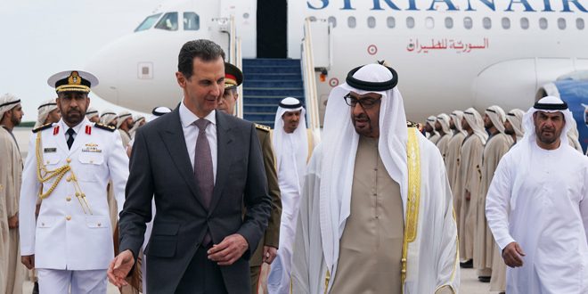 دام برس : الرئيس الأسد يصل إلى دولة الإمارات العربية في زيارة رسمية ترافقه خلالها السيدة الأولى أسماء الأسد