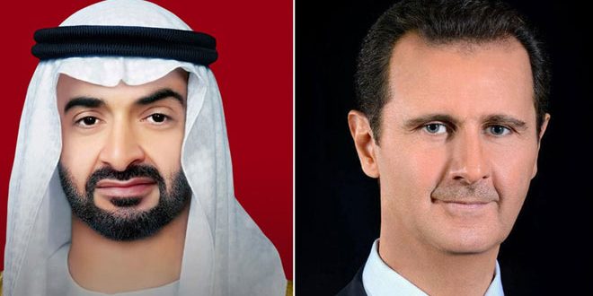 دام برس : دام برس | الرئيس الأسد يجري اتصالاً هاتفياً مع الشيخ محمد بن زايد والحديث يتناول التطورات الإيجابية على الساحة العربية